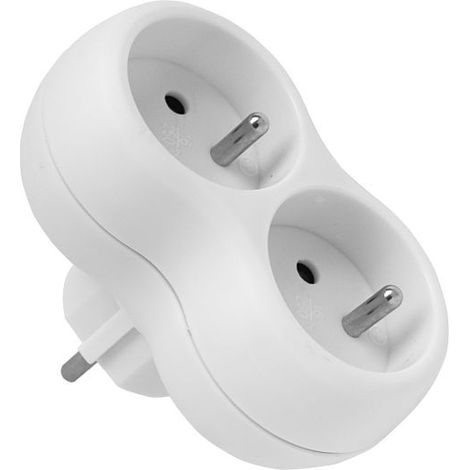Répartiteur De Prises 2 Ports - Blanc - Avec Mise À La Terre - Multiprise Électrique