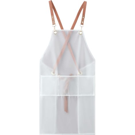 Tablier unisexe transparent en TPU imperméable, pour la vaisselle, la cuisine, transparent, environ 70 x 68 cm