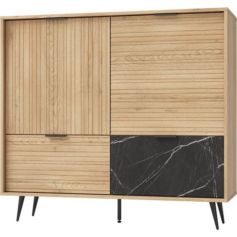 Credenza Luka in legno e nero a 2 ante e 2 cassetti (1/5)