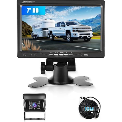 Reversing Camera with 7 Inch HD Monitor, IR Night Vision Support IP69 Waterproof Backup Camera for Truck, Bus, Camper and Trailer, 15 m Cable (1/5)