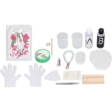 Epoxidharz-Untersetzer-Set, DIY-Bastelset, wiederverwendbares Silikon-Blumenkonservierungsset, Harzform mit Aufklebern für getrocknete Blumen, rot (1/5)