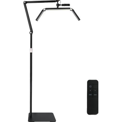 Lampada da terra con testa girevole e luminosità regolabile, colore nero. (1/2)