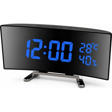 Réveil LED Miroir Incurvé Silencieux pour Chambre Bleu 19 cm (1/5)