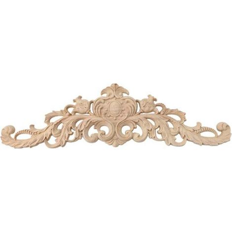 Autocollant Sculpté Bois Hévéa 40 x 12 cm Décoration Meuble Naturel (1/4)