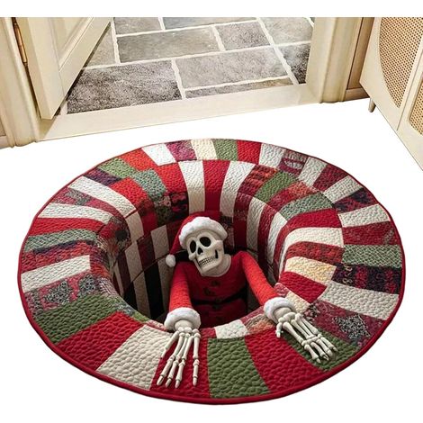 Tapis De Noël Squelette pour Décoration D'Intérieur 3D Moquette Ronde Douce à Motifs Fantômes Pour Cuisine Entrée Intérieur Salle De Bain Chambre Hiver Style Ferme (1/5)