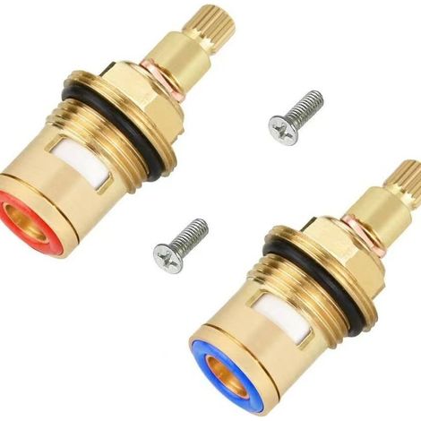 DELKEVIC 2Pcs Cartouche Ceramique Mitigeur, Laiton Résistant Corrosion Joint Tete, Robinet Ceramique Universel Antidéflagrant, haut pour Rechange Robinet de Bain Cuisine, Salle de Bain