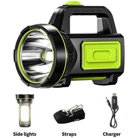 Coavas – Lampe torche LED rechargeable USB 6000 mAh – Portée 1000 mètres – Étanche IPX4 – Modes haute/basse luminosité pour camping et urgences (1/5)