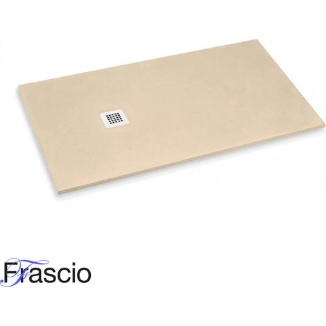Duschwanne 85X120 cm Vulcano Line Slim Hellelfenbein Ral 1015 aus Kunstharz und Marmorpulver mit freiem Abfluss - FRASCIO