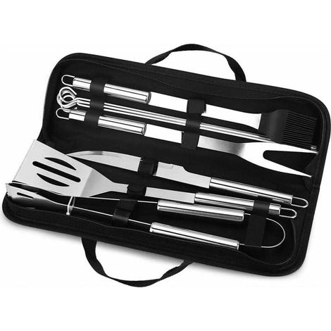 Ensemble d'Outils De Barbecue, 9PCS Barbecue Ustensiles en Acier Inoxydable pour Grillade avec Boîte de Rangement/Spatule/Fourchette/Pince/Couteau/Brochettes et Pinceau pour Extérieur/Camping/Jardin (1/5)