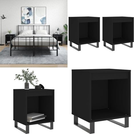 Nachttische 2 Stk. Schwarz 40x35x50 cm Holzwerkstoff - Nachttisch - Beistelltisch - Wohnzimmermöbel - Schlafzimmerschreibtisch - Holzmöbel - Home & Living (1/5)