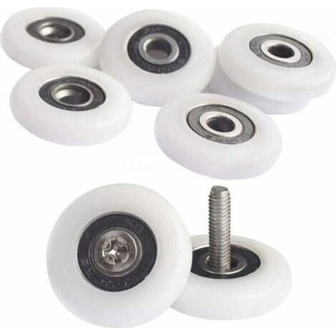 Lot de 8 poulies de douche pour porte de douche - Roulettes de 25 mm - Rouilles de cabine de douche - Avec vis,de (1/4)