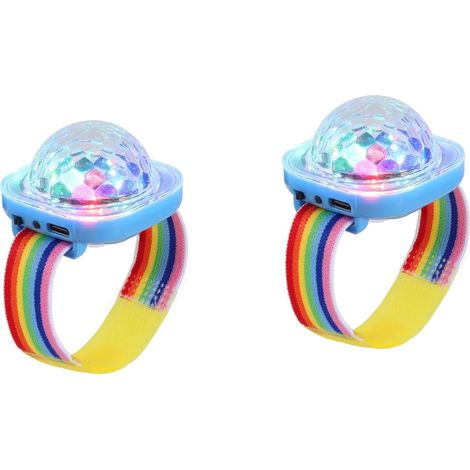 Boules disco lumineuses, lot de 2 mini veilleuses LED portables, bracelet USB pour enfants, fêtes (bleu) (1/5)