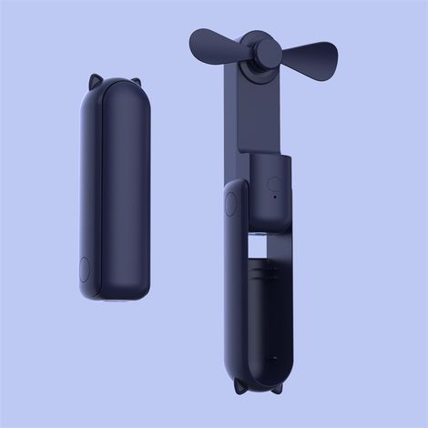 BEBUSINGOTO Mini-Handventilator, tragbar, batteriebetrieben, faltbar und leise, kann als mobile Stromquelle für Büro, Zuhause, Reisen und Outdoor-Aktivitäten verwendet werden (Blau) (1/5)