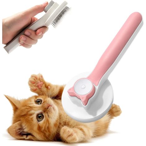Brosse Chiens Chats, Brosse Autonettoyante Poils Morts Brosse de Toilettage Autonettoyante, Pour Chiens chats eliminer efficacement des poils tomentose sous-poil Tangles (Rose) (1/2)
