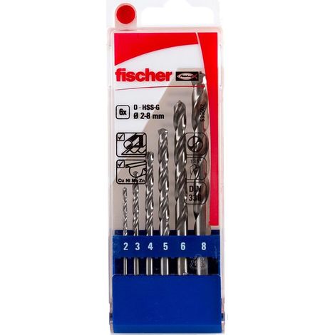 Fischer Set Punte Trapano Professionali per Metallo Hss, Trasparente, Ø 2-8 mm (6 Punte) (1/4)