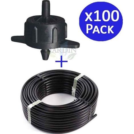 Tuyau d'arrosage goutte à goutte 16 mm 100 mètres + 100 Goutteur à compensation automatique 4 litres par heure