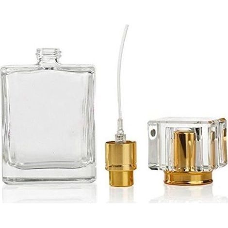 Flacone spray di lusso ricaricabile da 50 ml in vetro trasparente con atomizzatore, flacone vuoto per profumo. (1/2)