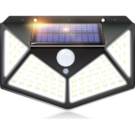 Lampe solaire extérieure IOTSES 100LED 2200mAh 3 modes avec capteur de mouvement 270º des quatre côtés Projecteur étanche IP65 pour jardin, garage, rue, patio, terrasse, etc. (1 unité) (1/5)