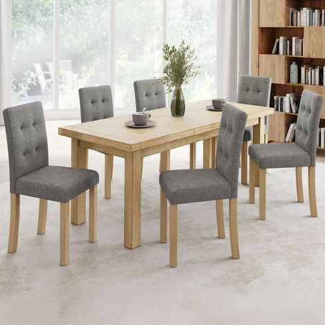 Lote de 6 sillas de comedor tapizadas POLGA gris (1/5)