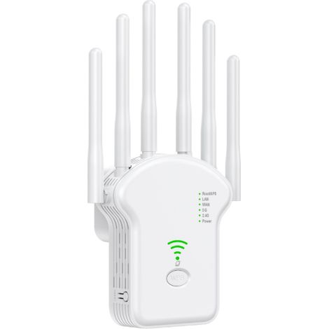 2025 Nouveau Répéteur WiFi, Repeteur WiFi Puissant 1200Mbps, Amplificateur WiFi sans Fil Double Bande 5GHz & 2.4GHz avec WPS, WiFi Extender Port Gigabit, Compatible avec Tous Les Routeurs (1/4)