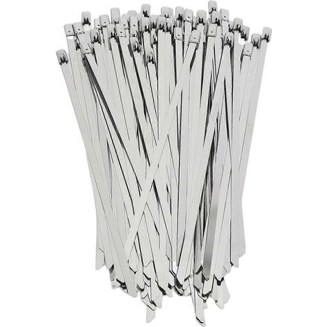 Kit de 200 colliers de serrage autobloquants en acier inoxydable de 4,6 mm de largeur pour tuyaux et câbles électriques. (1/4)