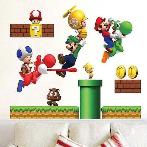Sticker mural 3D Super Bros, autocollant en vinyle amovible, décoration pour chambre d'enfant, chambre de bébé, maison (1/4)