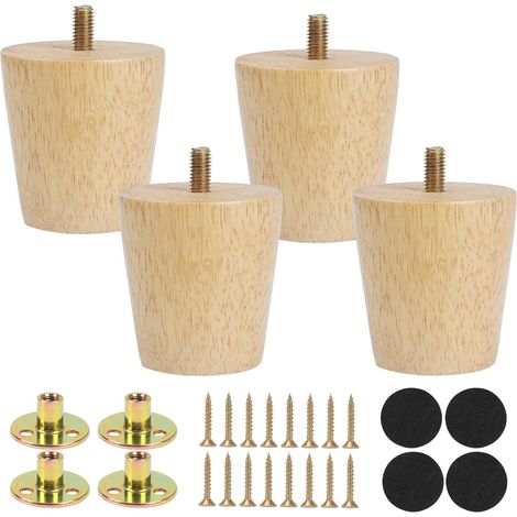 4 Pièces Pieds de Meuble en Bois Massif 6CM Pieds en Bois (1/5)