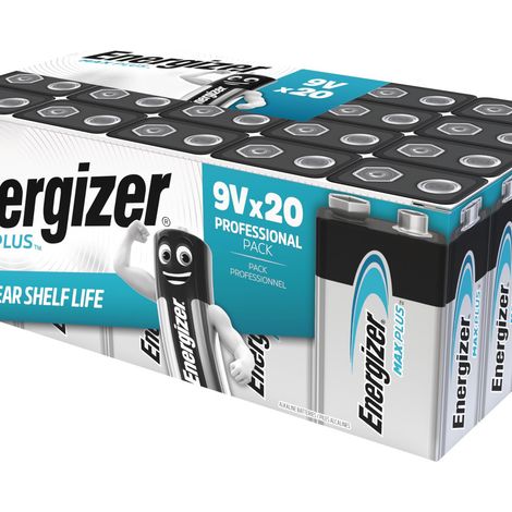 Energizer Max Plus Pila Alcalina 9V 6LR61 600mAh - Paquete de 20