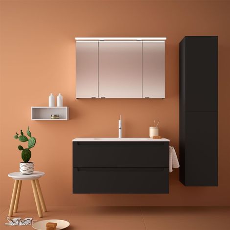 Meuble sous-lavabo MONTERREY 1000 2 tiroirs Velours Noir (1/4)
