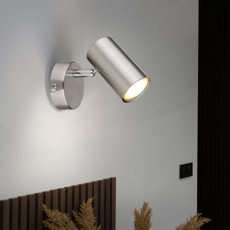 Wandleuchte Spot schwenkbar Wandlampe silber Flurleuchte beweglich, Metall, GU10 Fassung, LxBxH 12x8x10 cm