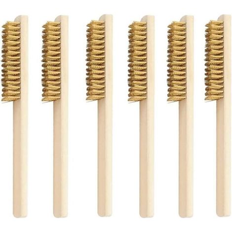 6 Pcs Brosse Laiton, Jeu de Brosses Métalliques, Brosse Métallique avec Poils en laiton, Brosses Métalliques Laiton, pour nettoyer les taches de sueur, la rouille et le nettoyage en profondeur (1/4)