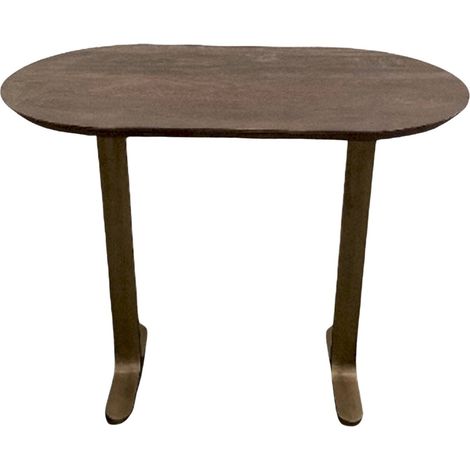 Table de bar élégante finition marron foncé pieds or brossé - Marron foncé et or brossé