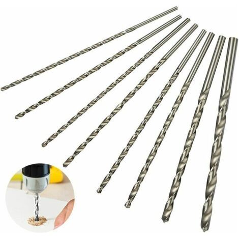 Ahlsen Set de Foret Extra Long 200mm 8Pcs Superma, Foret en Acier à Grande Vitesse, Tige Droite avec Diamètre de 4mm, 4.2mm, 4.5mm, 5mm, 5.2mm, 6mm, 8mm, 10mm