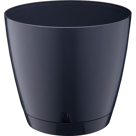 Maceta redonda con plato Begonia 22x20 cm 5,5L antracita brillante