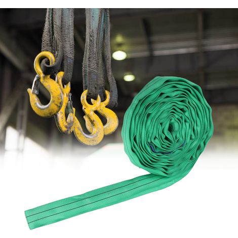 Élingue de levage flexible en polyester à double boucle verte 2T 4M pour grue industrielle, corde de remorquage (1/5)