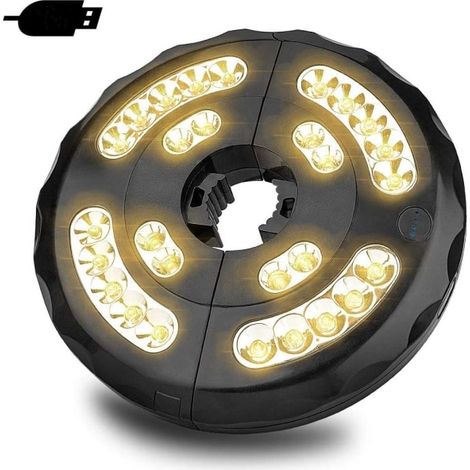 Lampes pour parasol de terrasse, lampes d'extérieur rechargeables à 28 LED, 3 modes d'éclairage, alimentées par piles et sans fil, pour parasols, tentes de camping et lampes de table d'extérieur. (1/5)