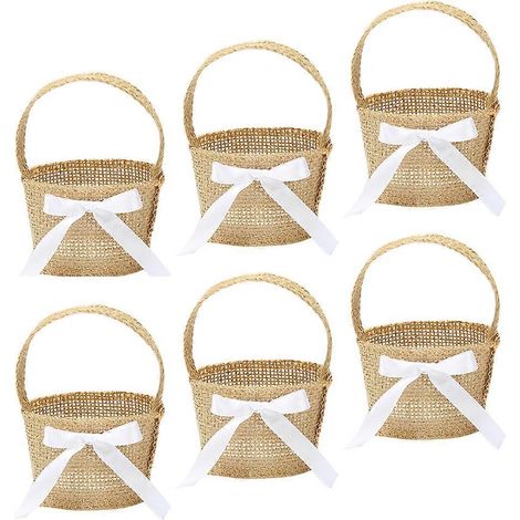 Panier de Pâques portatif rectangulaire kaki style rustique, lot de 6, idéal pour ranger et transporter de petits objets. (1/5)