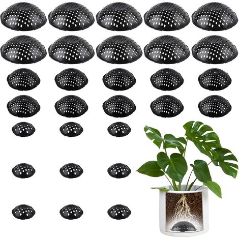 Packung mit 30 Stück Kunststoff-Blumentopf-Drainagenetz zur Vermeidung von Bodenverlust, geeignet für Bonsai, drei Größen: 5 cm/7,5 cm/10 cm Durchmesser. (1/5)