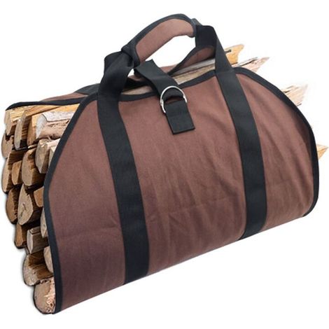 Toile sac à bûche cheminée, Sac rangement transport bois, Paniers à bûches paniers bois chauffage toile imperméable solide, Porte-bûches avec poignées pour poêle à bois (1/5)