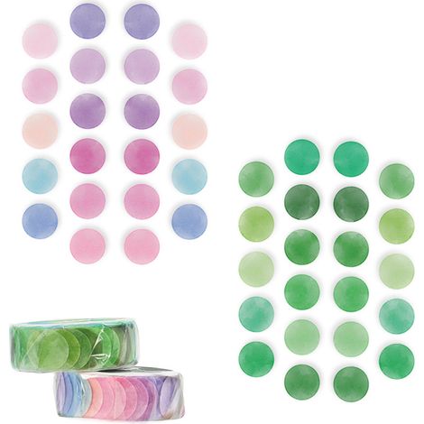 Ensemble de ruban adhésif décoratif rond à motifs de fruits et de bonbons (400 pastilles, 4 rouleaux) pour agenda, carnet et scrapbooking (1/5)