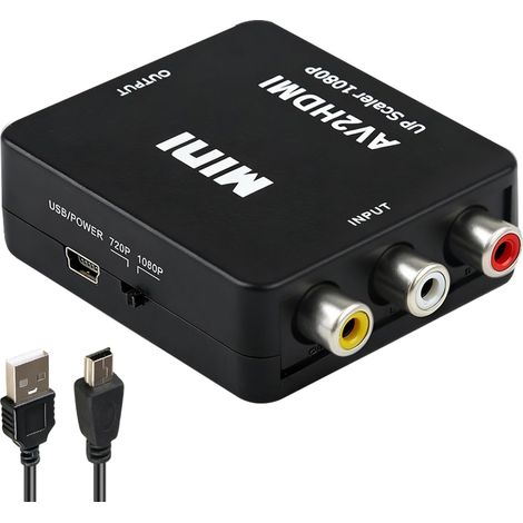 1 Adaptateur AV, Convertisseur Vidéo Audio RCA vers HDMI, Support 720P 1080P, Pour Console Jeu Lecteur DVD Caméra