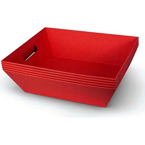 große, leere Geschenkkörbe, 25 cm x 20 cm x 11 cm, rot, mit Griffen, ideal als Wein- oder Snackkorb, für Hochzeiten, Geburtstage, Weihnachten und Valentinstag. (1/5)