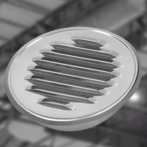 Grille d'aération - Ronde - En acier inoxydable - 100 mm - Avec bride de vissage - Protège contre les insectes (1/4)