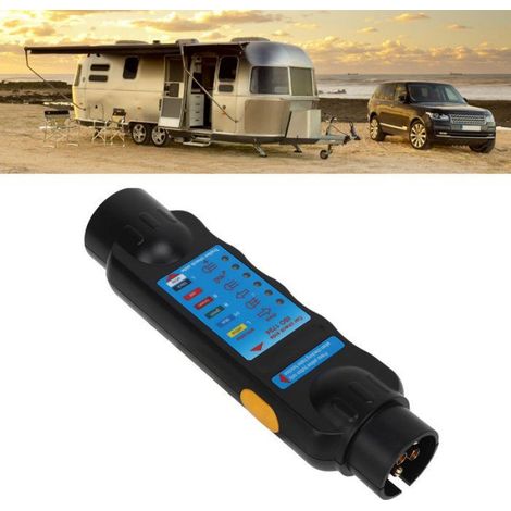 Testeur de prise de remorque - - Testeur 7 broches - Voyants indicateurs - ABS/cuivre - Compact (1/5)