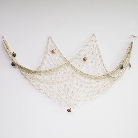 BEBUSINGOTO Filet de pêche décoratif, style plage et bord de mer, décoration murale avec coquillages, décoration de porte de style méditerranéen, autocollants de style nautique (1/5)