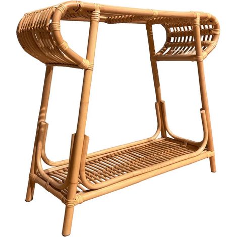 Console 80 cm forme trapèze arrondi en rotin naturel tressé – HAZEL (1/5)