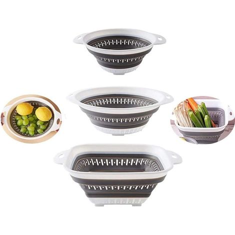 Passoire pliable pour pâtes et légumes robuste en silicone résistant à la chaleur sans BPA poignées confortables cuisine (1/5)