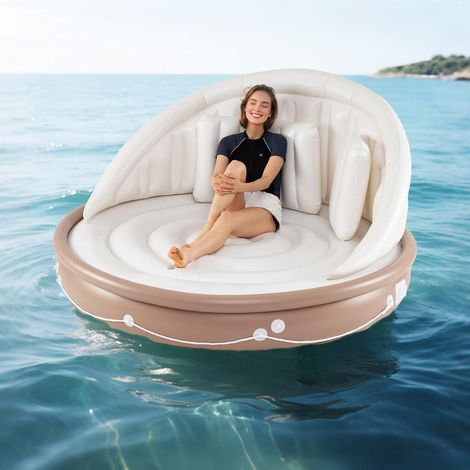 Pour piscine et plage, détente à l'ombre anti-UV avec cette île gonflable bain de soleil, PVC résistant 200 kg (1/5)