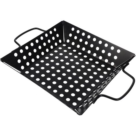 Antihaftbeschichtete quadratische Grillplatte mit großer Grillpfanne zum gleichmäßigen Garen von Steaks und Gemüse. Praktisches Zubehör für Grillen im Freien und zu Hause. (1/5)