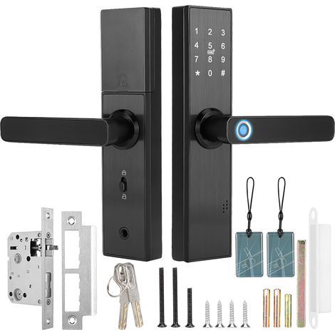 Smart Door Lock with Fingerprint, WiFi, Code, Password, IC Card, and Tuya-compatible Mechanical Key (1/5)